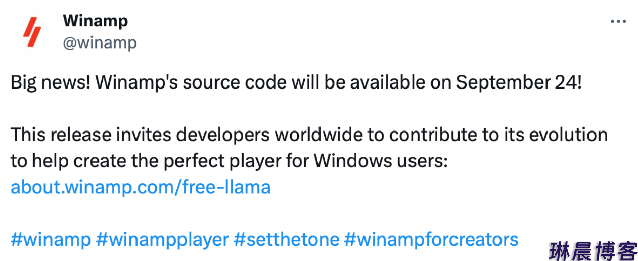 经典音乐播放器 Winamp 宣布 9 月 24 日开放 Windows 端源代码